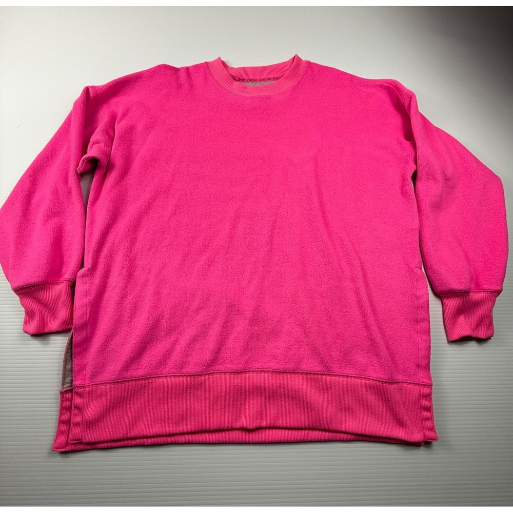 Aerie Women Neon Pink Oversized Side Slit Crewneck Sweatshirt Small S‎ Pullover